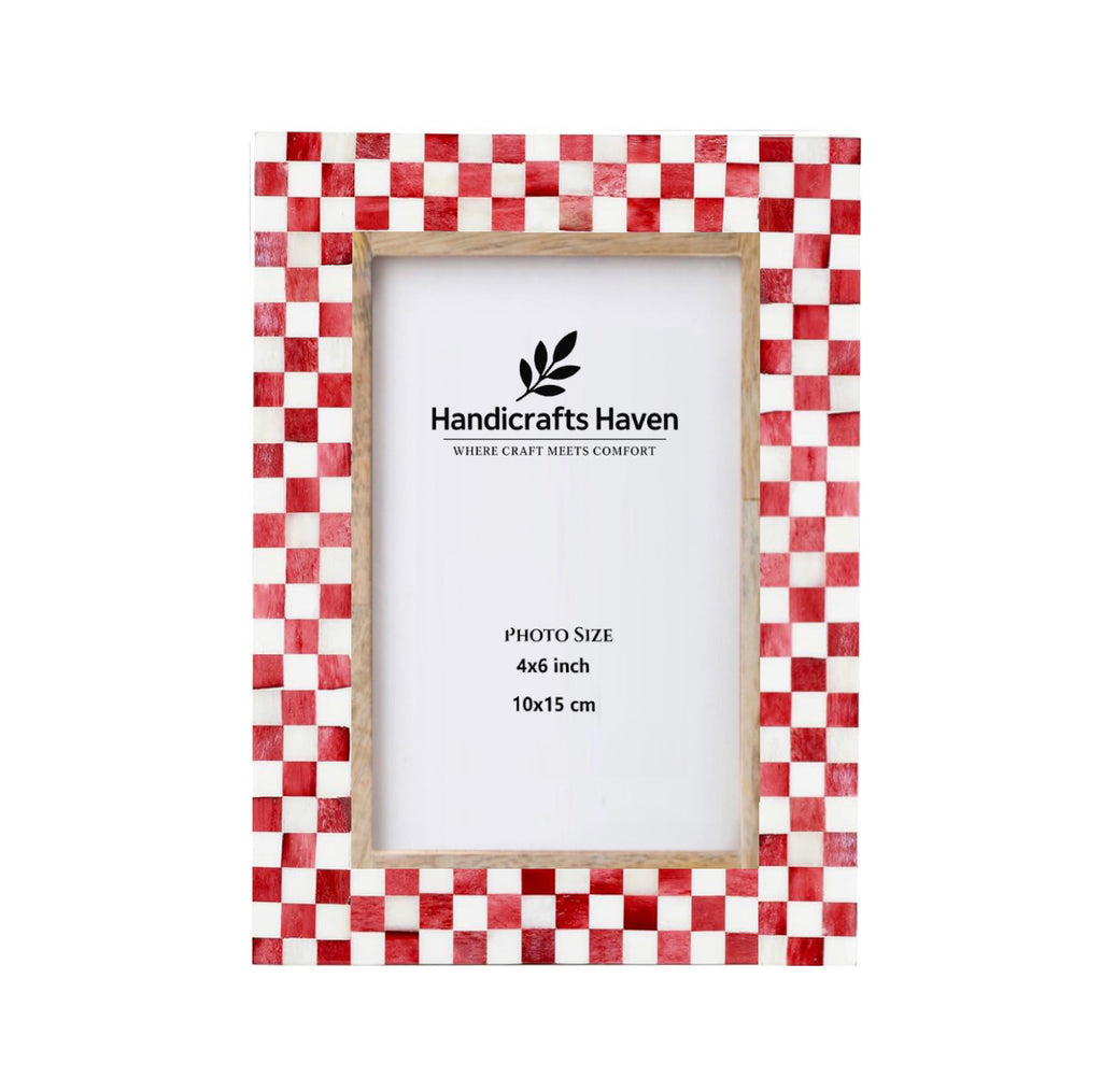 Picture Frame Checkered Pattern Collection Bone Inlay