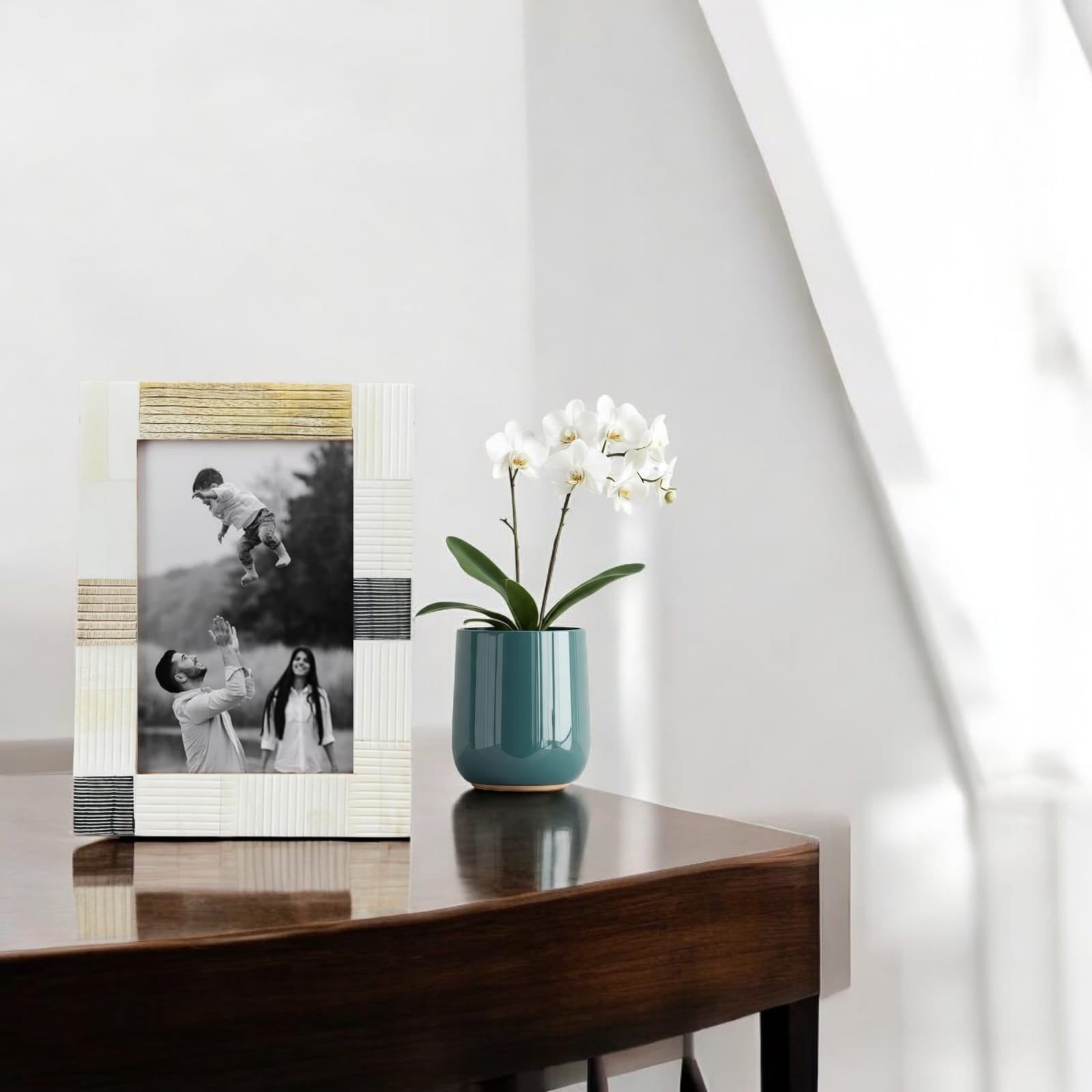 Picture Frame Neutral Patchwork Collection Horn, Bone & Wood Multi-Tone – 4x6 & 5x7"