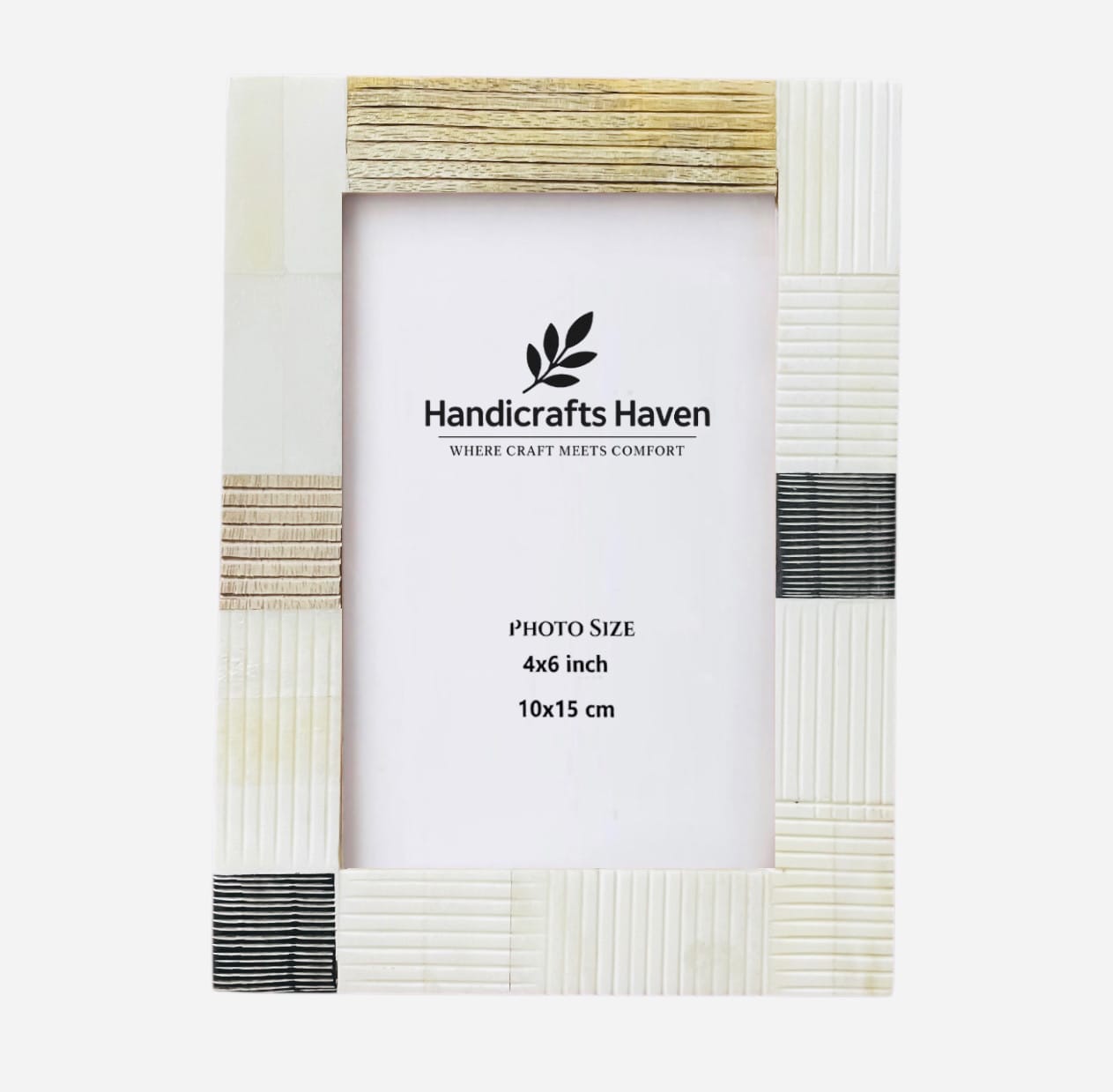 Picture Frame Neutral Patchwork Collection Horn, Bone & Wood Multi-Tone – 4x6 & 5x7"